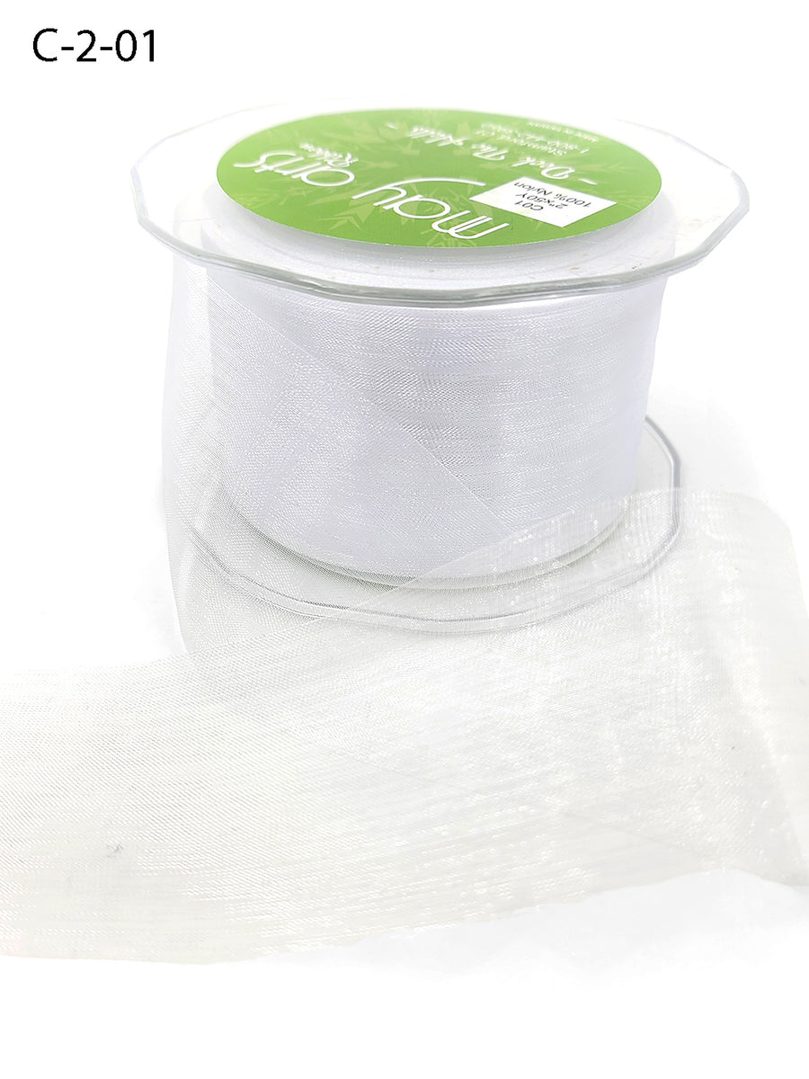 2 Inch Soft Shimmer Organza Ribbon – C-2-01 WHITE