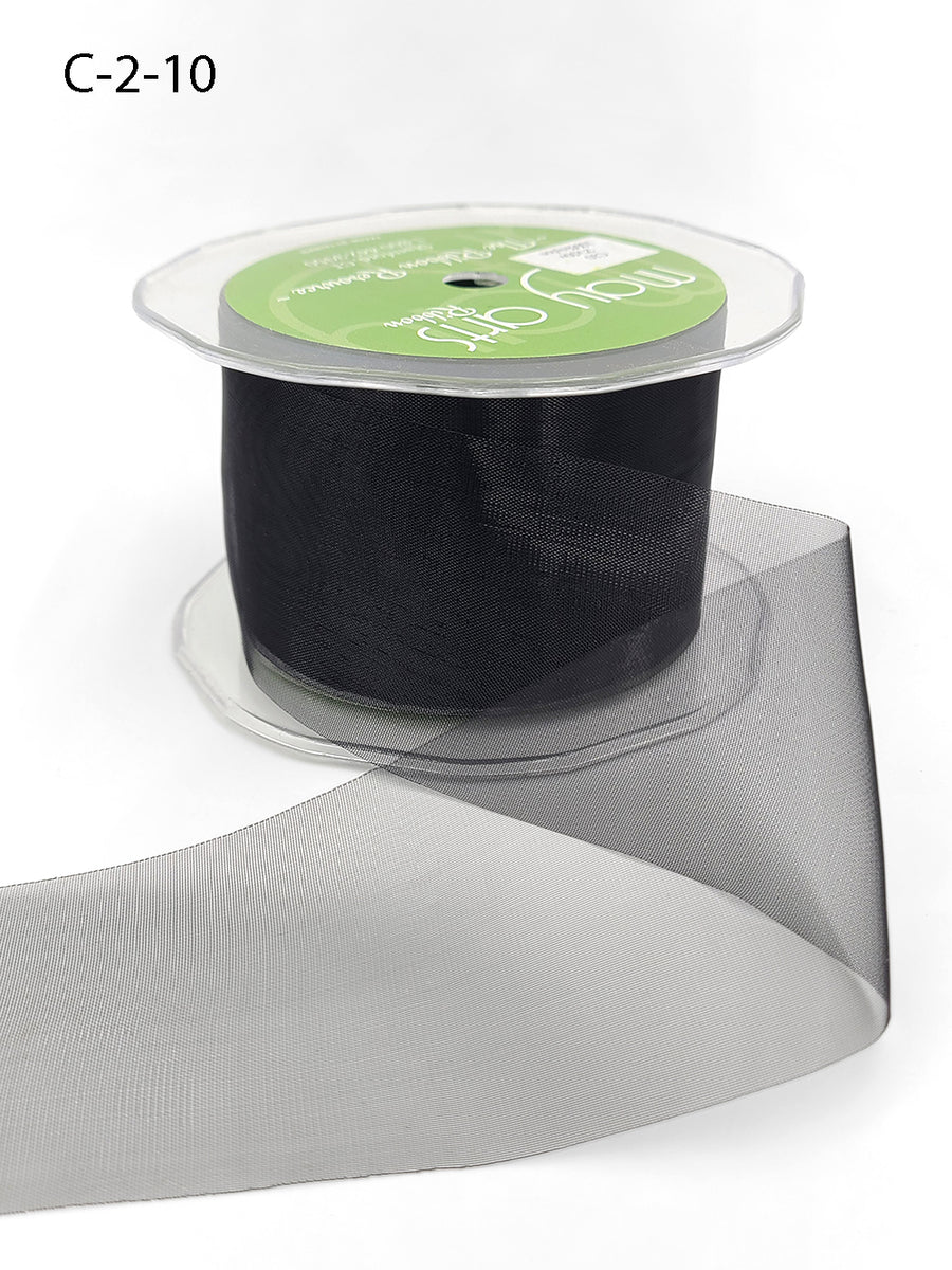 2 Inch Soft Shimmer Organza Ribbon – C-2-10 BLACK
