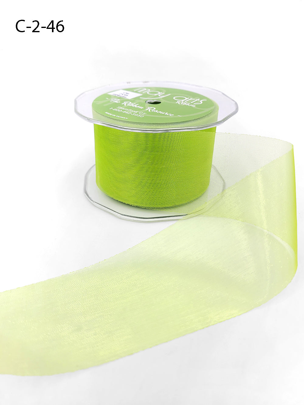 2 Inch Soft Shimmer Organza Ribbon – C-2-46 PARROT GREEN