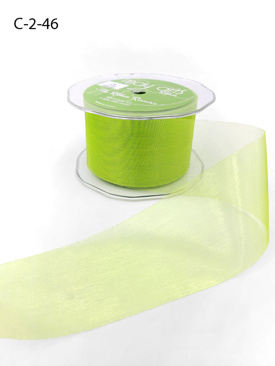2 Inch Soft Shimmer Organza Ribbon – C-2-46 PARROT GREEN