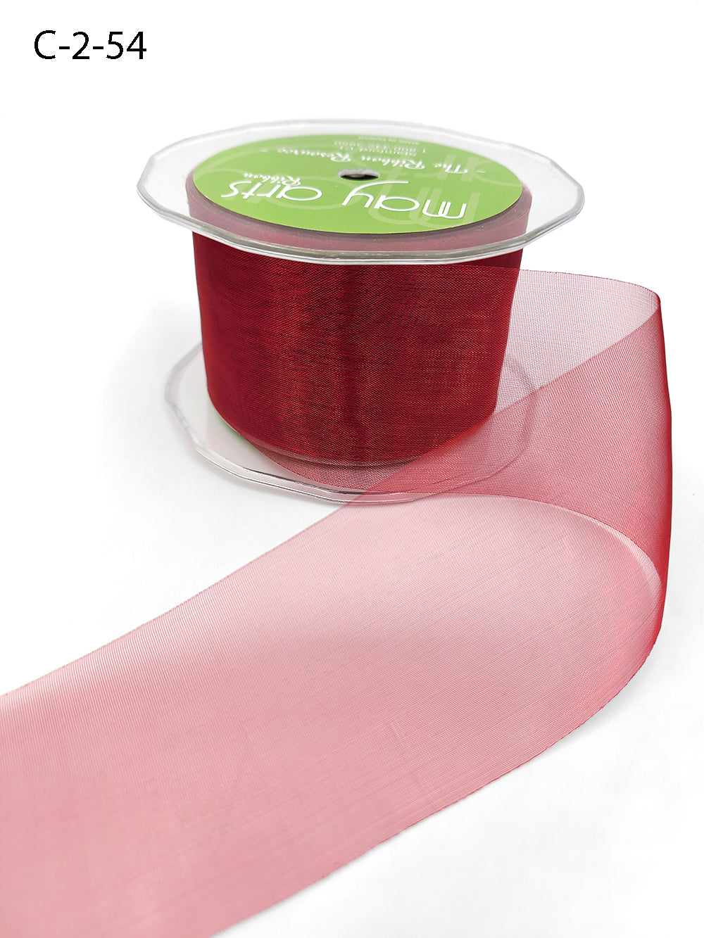 2 Inch Soft Shimmer Organza Ribbon – C-2-54 DARK RED