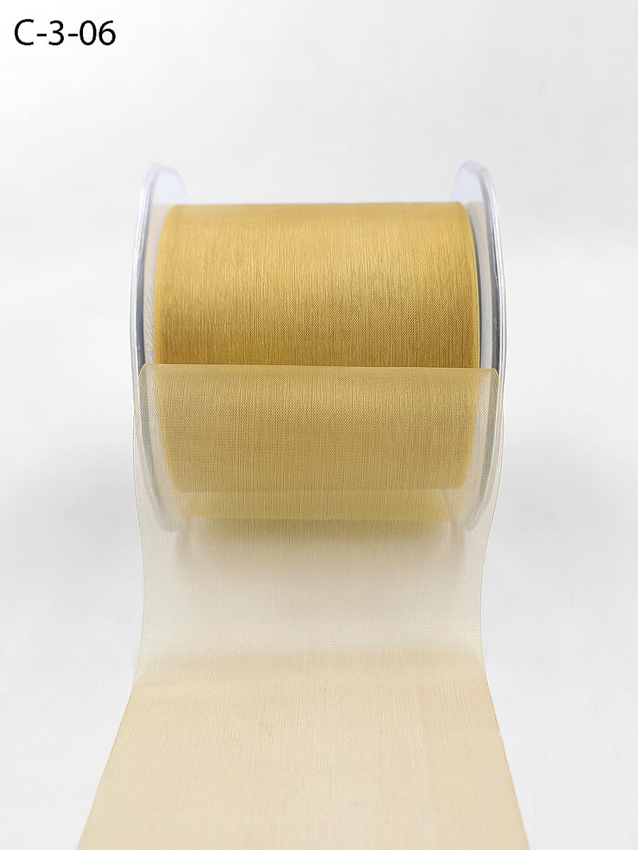 3 Inch Soft Shimmer Sheer Ribbon with Cut Edge – C-3-06 LIGHT BUTTERSCOTCH (=C76A)