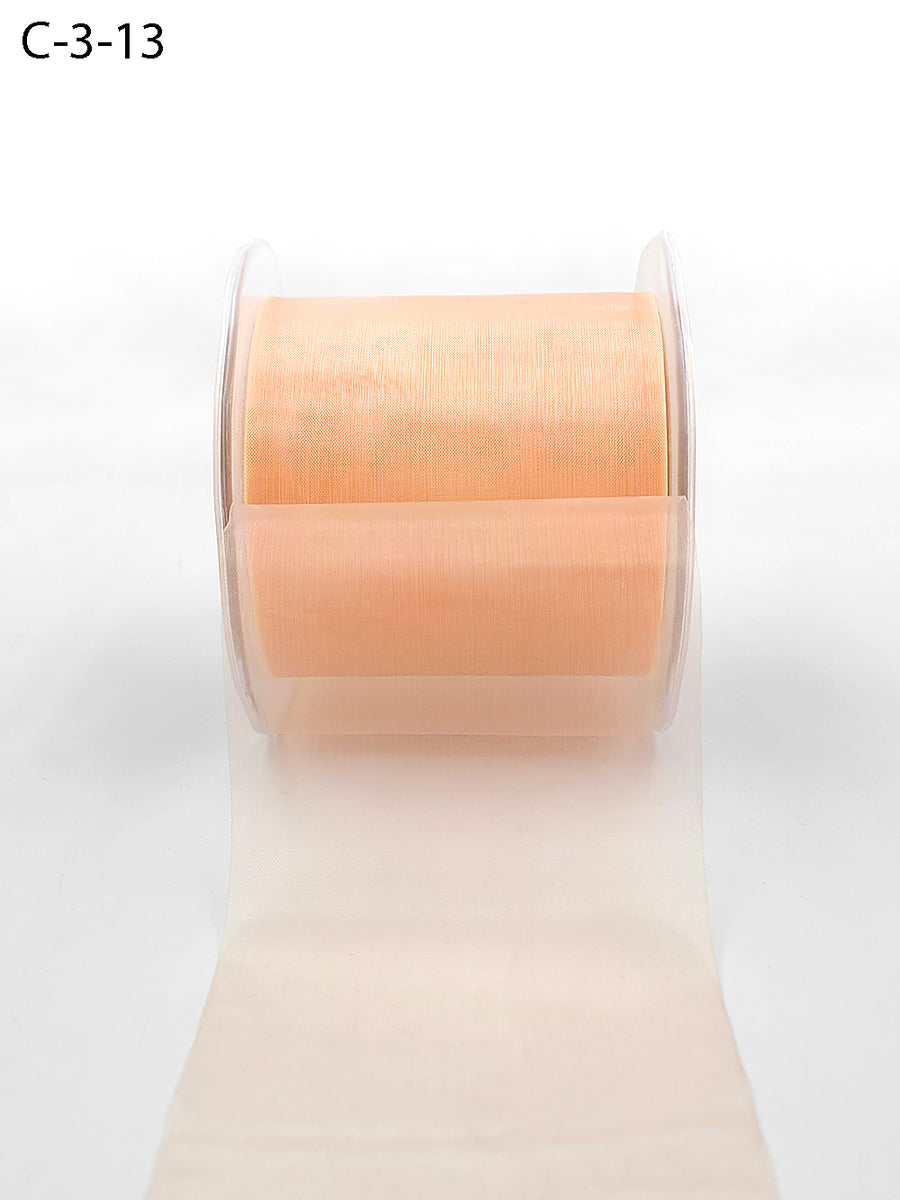 3 Inch Soft Shimmer Sheer Ribbon with Cut Edge – C-3-13 APRICOT
