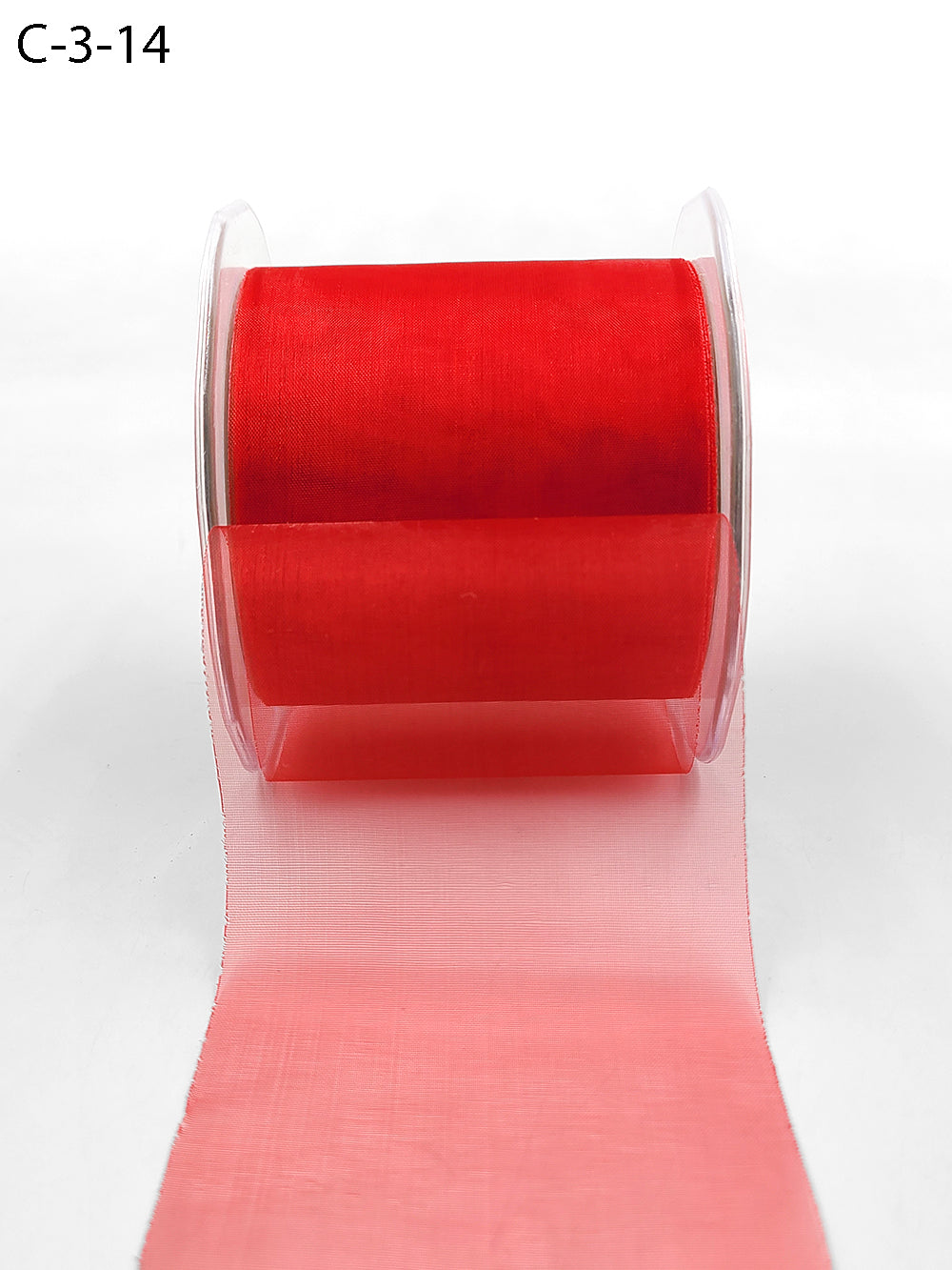 3 Inch Soft Shimmer Sheer Ribbon with Cut Edge – C-3-14 RED