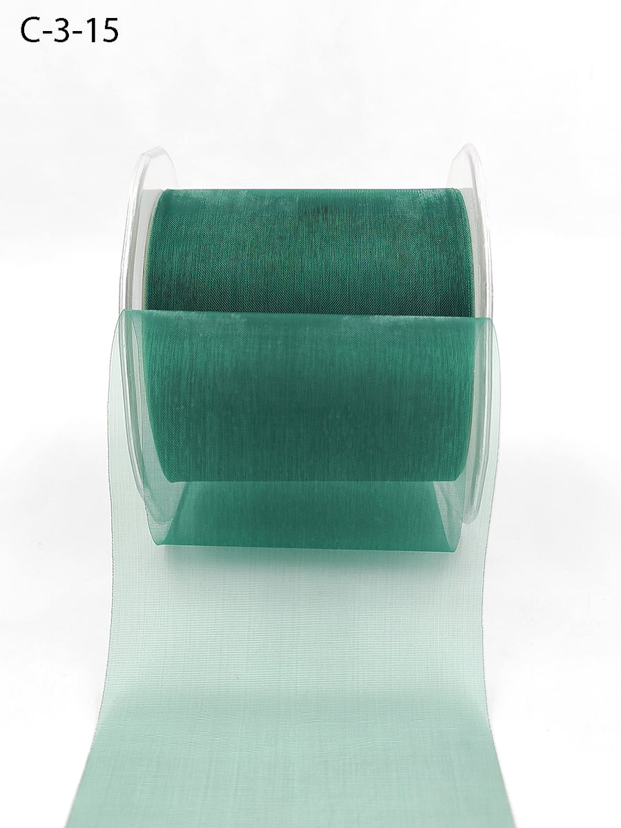 3 Inch Soft Shimmer Sheer Ribbon with Cut Edge – C-3-15 GREEN