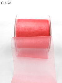 3 Inch Soft Shimmer Sheer Ribbon with Cut Edge – C-3-26 WATERMELON
