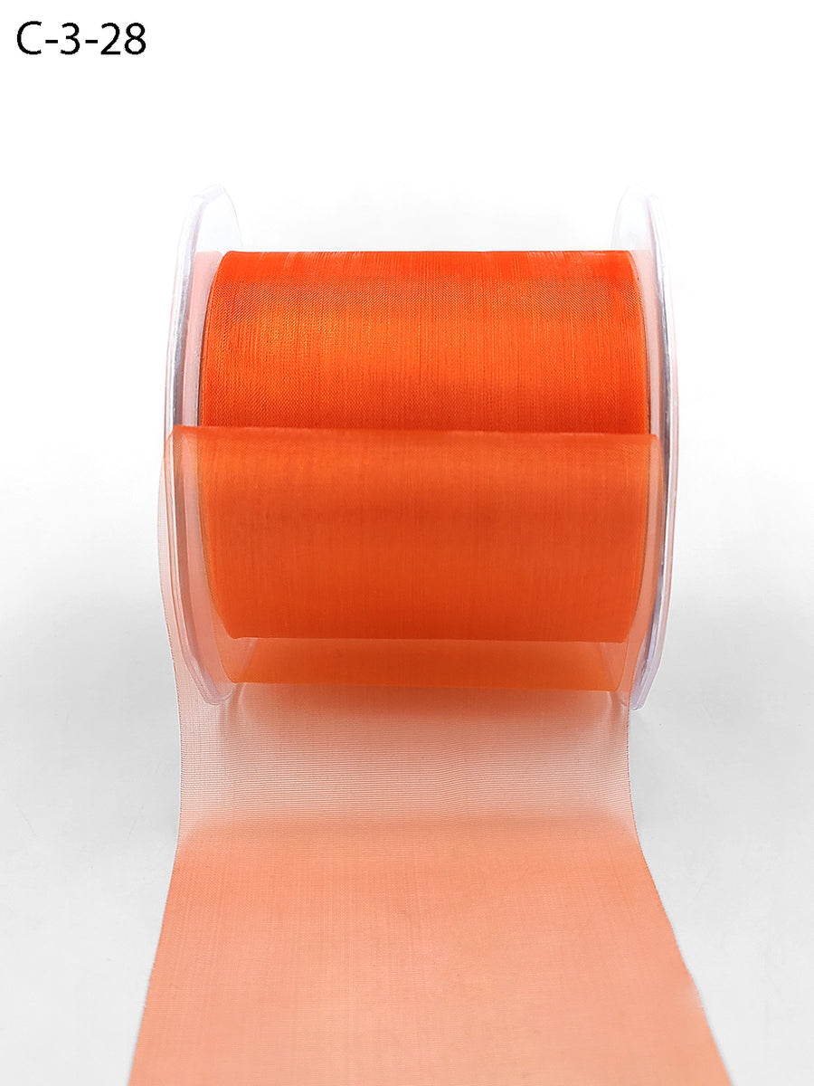 3 Inch Soft Shimmer Sheer Ribbon with Cut Edge – C-3-28 ORANGE
