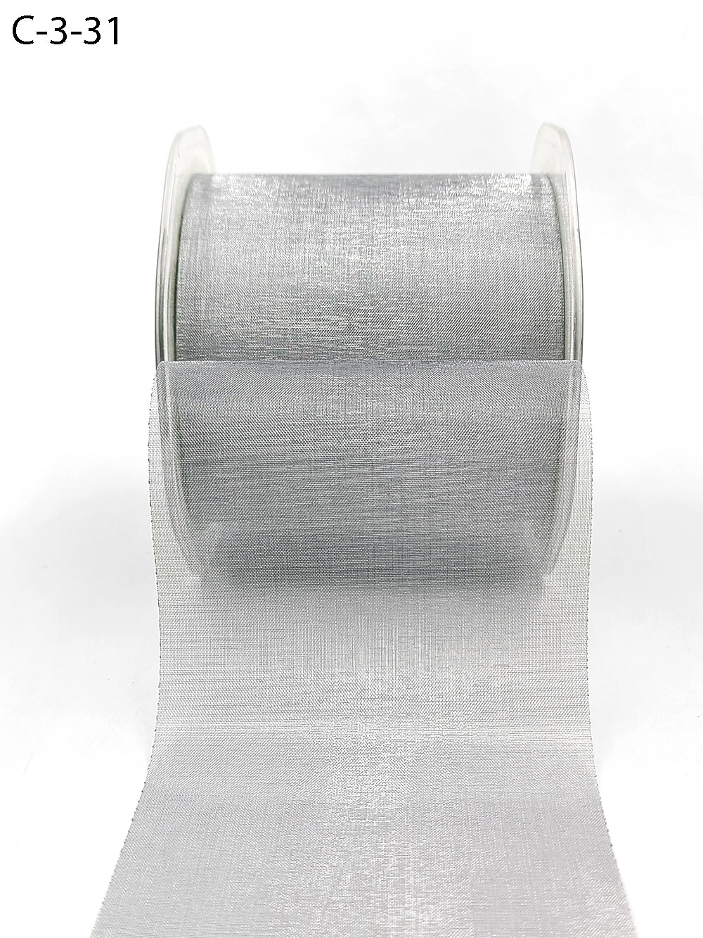 3 Inch Soft Shimmer Sheer Ribbon with Cut Edge – C-3-31 SILVER