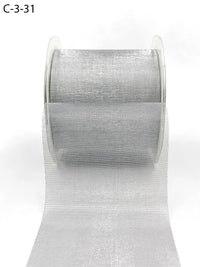 3 Inch Soft Shimmer Sheer Ribbon with Cut Edge – C-3-31 SILVER