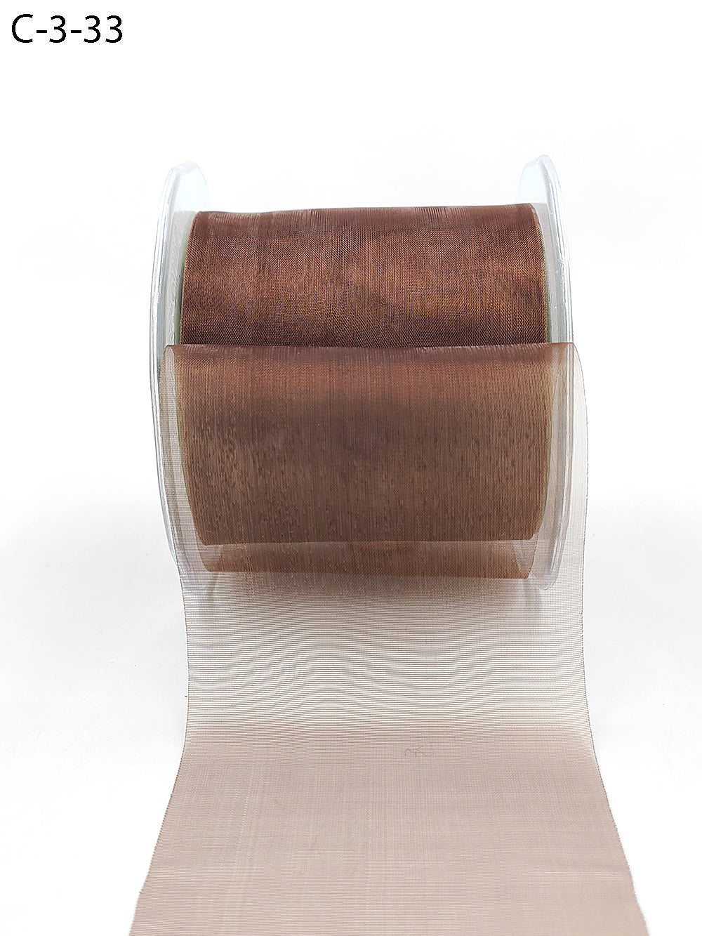 3 Inch Soft Shimmer Sheer Ribbon with Cut Edge – C-3-33 BROWN