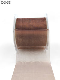 3 Inch Soft Shimmer Sheer Ribbon with Cut Edge – C-3-33 BROWN