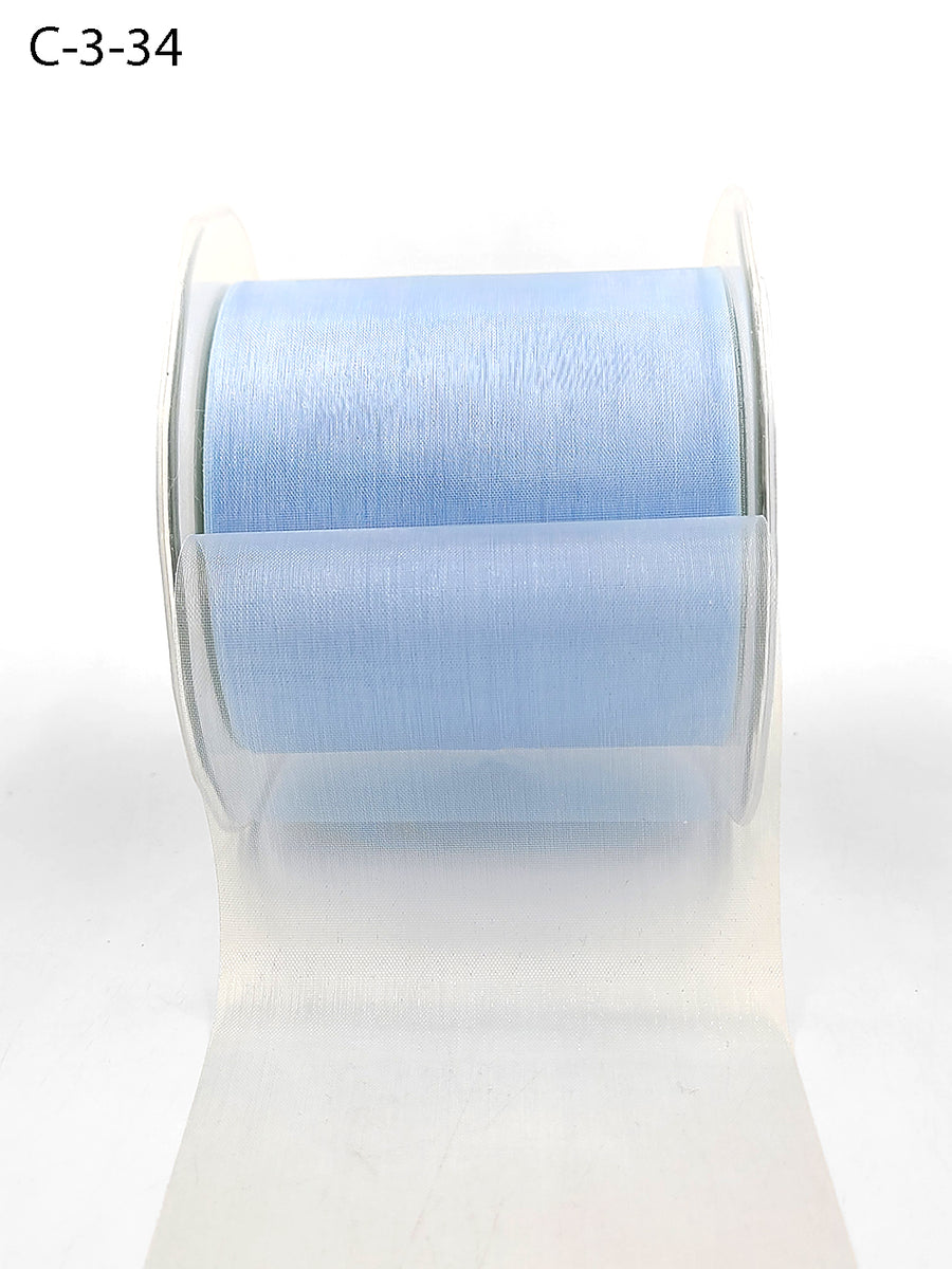 3 Inch Soft Shimmer Sheer Ribbon with Cut Edge – C-3-34 LIGHT BLUE
