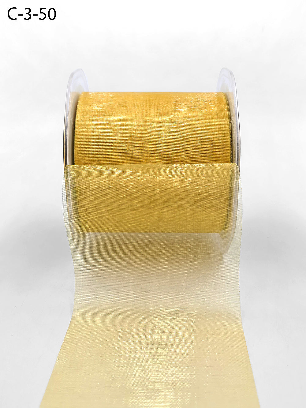 3 Inch Soft Shimmer Sheer Ribbon with Cut Edge – C-3-50 DARK GOLD