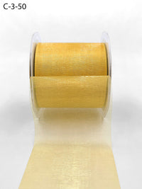 3 Inch Soft Shimmer Sheer Ribbon with Cut Edge – C-3-50 DARK GOLD