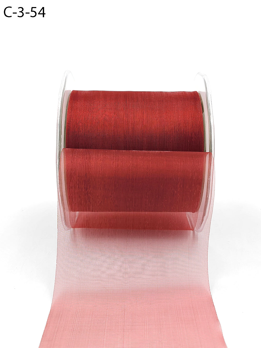 3 Inch Soft Shimmer Sheer Ribbon with Cut Edge – C-3-54 DARK RED