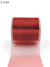 3 Inch Soft Shimmer Sheer Ribbon with Cut Edge – C-3-54 DARK RED