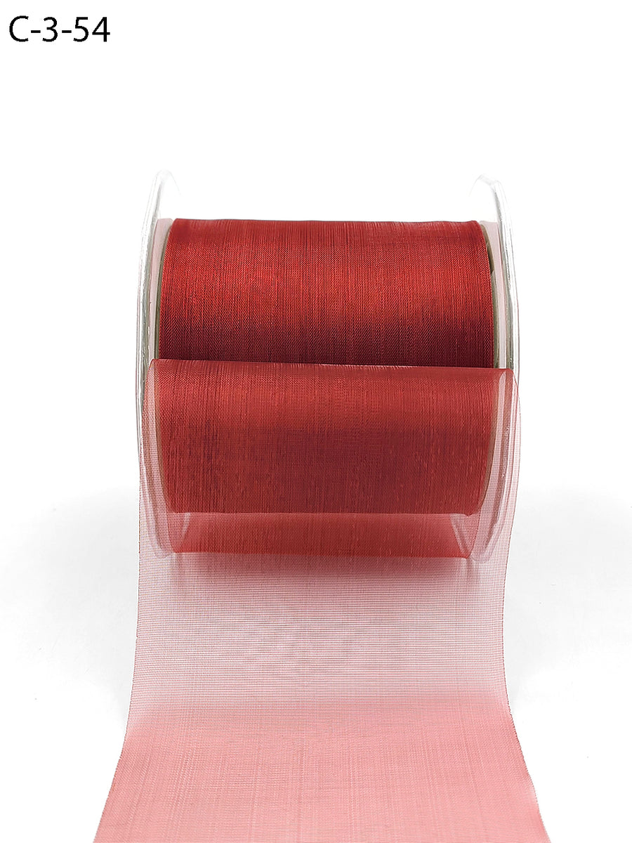 3 Inch Soft Shimmer Sheer Ribbon with Cut Edge – C-3-54 DARK RED