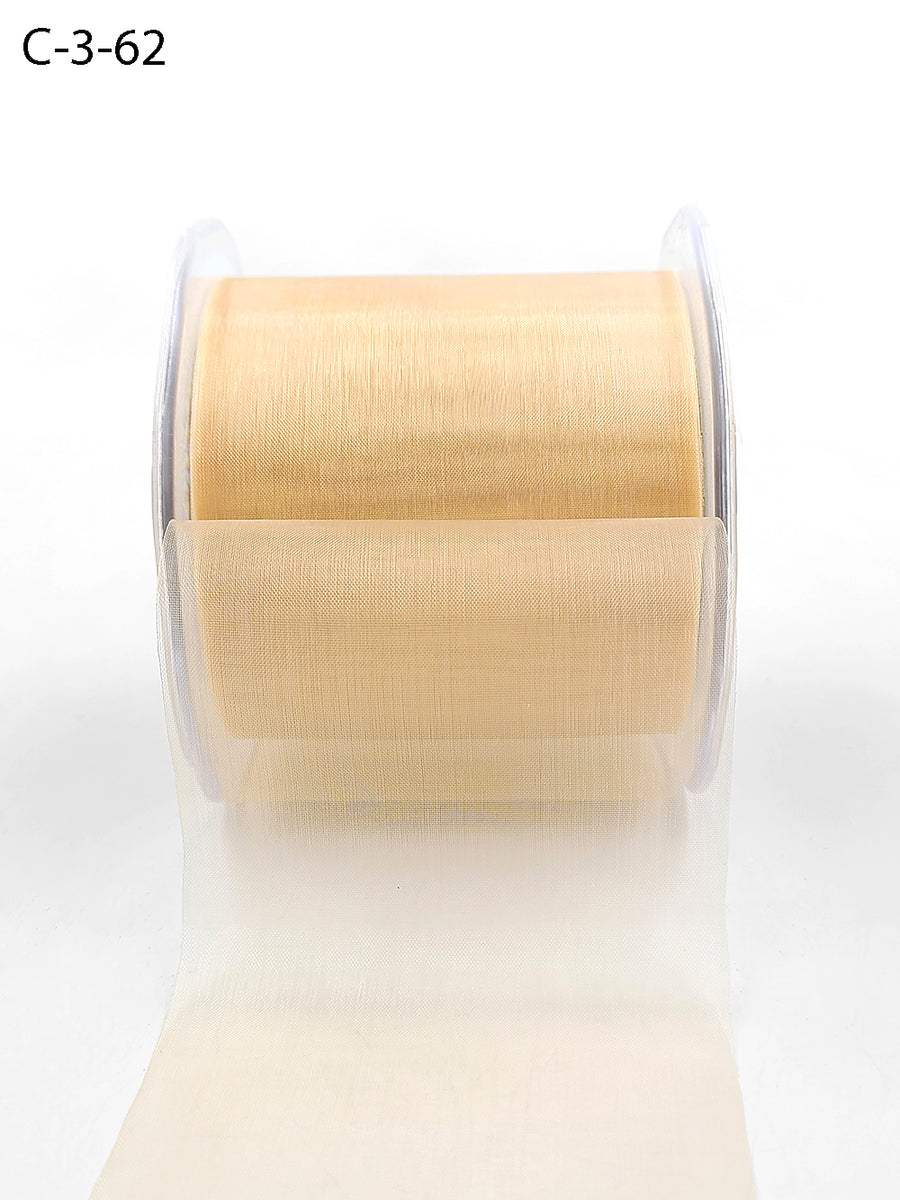 3 Inch Soft Shimmer Sheer Ribbon with Cut Edge – C-3-62 NATURAL