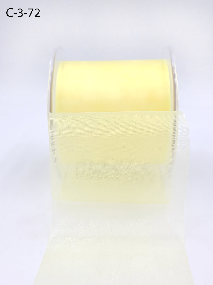 3 Inch Soft Shimmer Sheer Ribbon with Cut Edge – C-3-72 LEMON