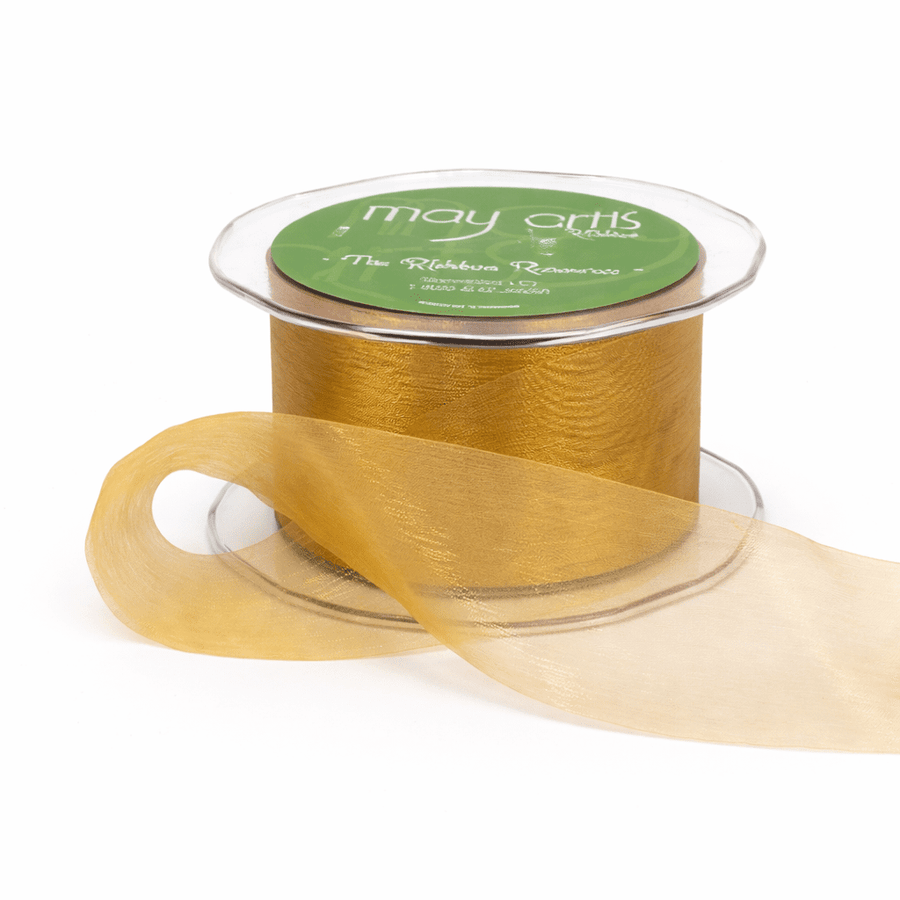 1.5 Inch Soft Shimmer Sheer Ribbon with Cut Edge – C-4-06 LIGHT BUTTERSCOTCH (=C76A)