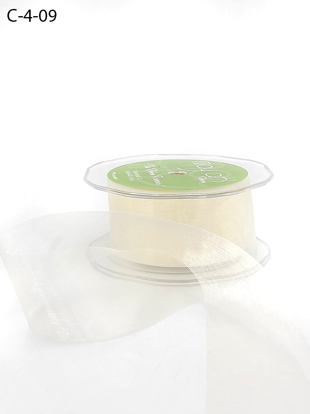1.5 Inch Soft Shimmer Sheer Ribbon with Cut Edge – C-4-09 IVORY