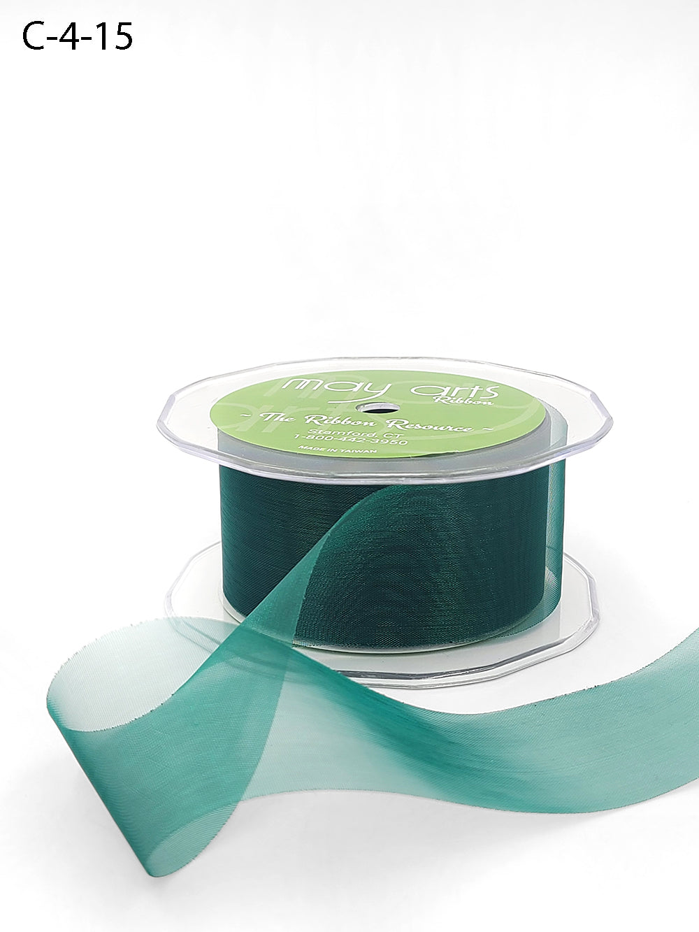 1.5 Inch Soft Shimmer Sheer Ribbon with Cut Edge – C-4-15 GREEN