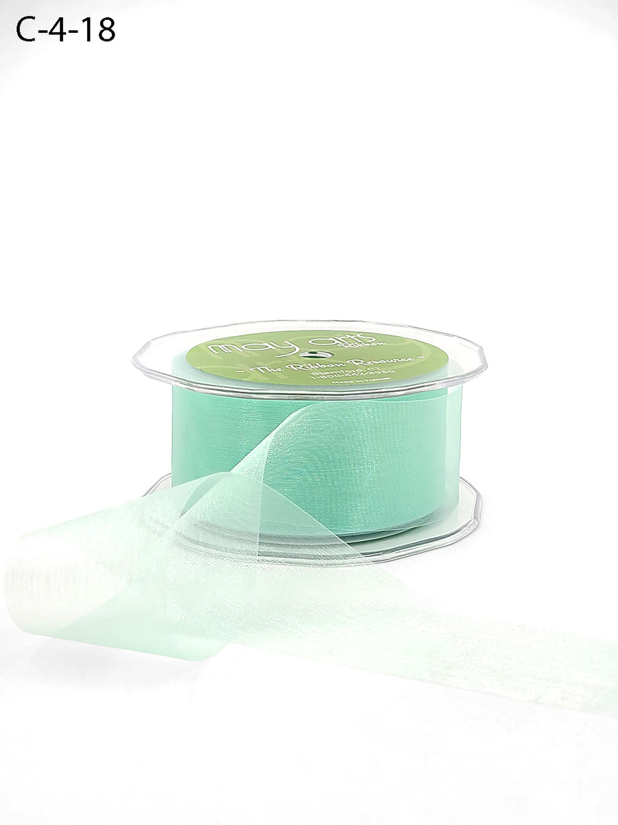 1.5 Inch Soft Shimmer Sheer Ribbon with Cut Edge – C-4-18 SEAFOAM