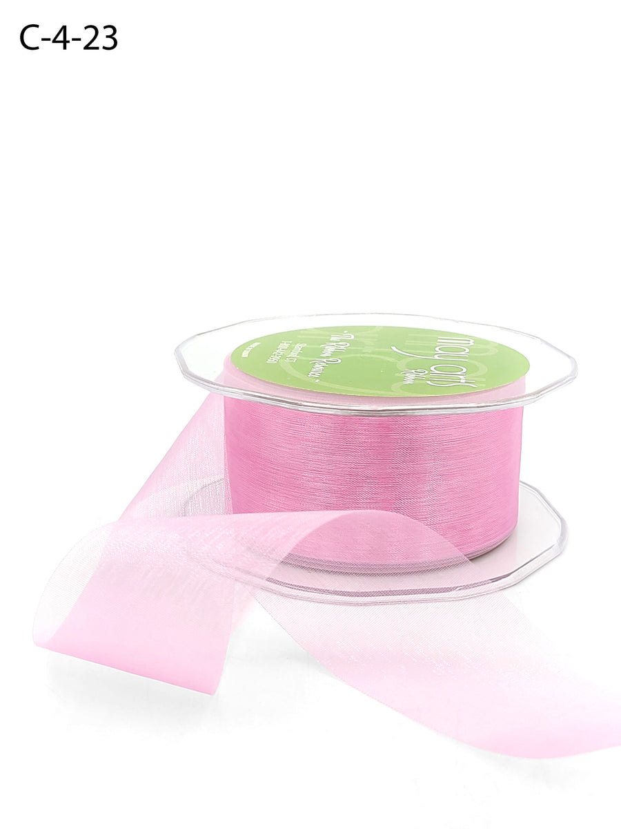1.5 Inch Soft Shimmer Sheer Ribbon with Cut Edge – C-4-23 LIGHT FUCHSIA