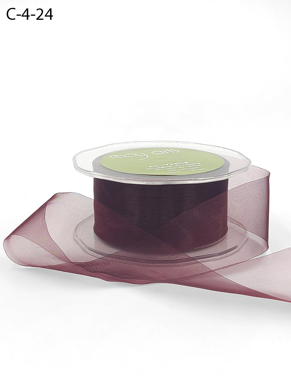 1.5 Inch Soft Shimmer Sheer Ribbon with Cut Edge – C-4-24 WINE
