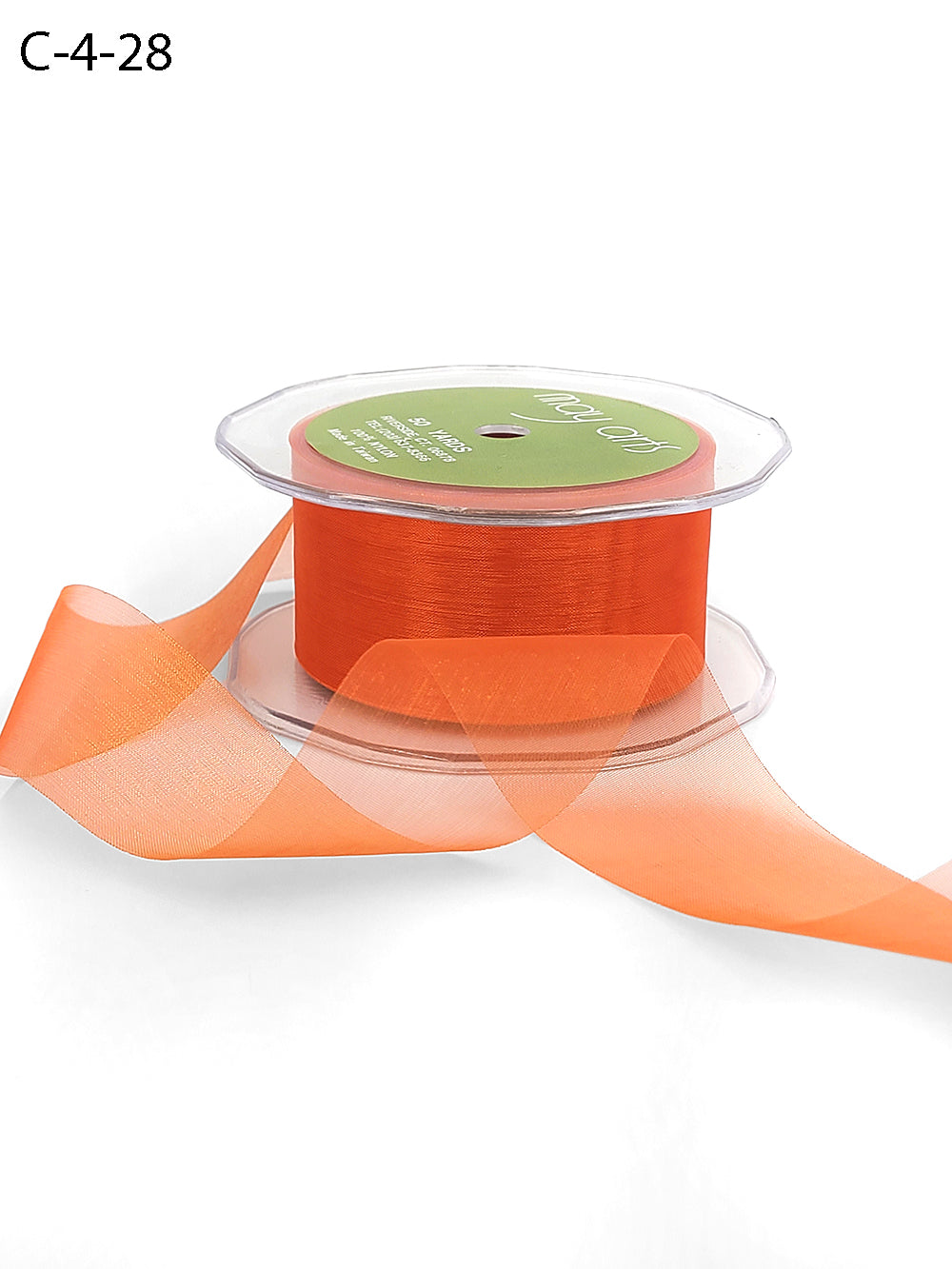 1.5 Inch Soft Shimmer Sheer Ribbon with Cut Edge – C-4-28 ORANGE