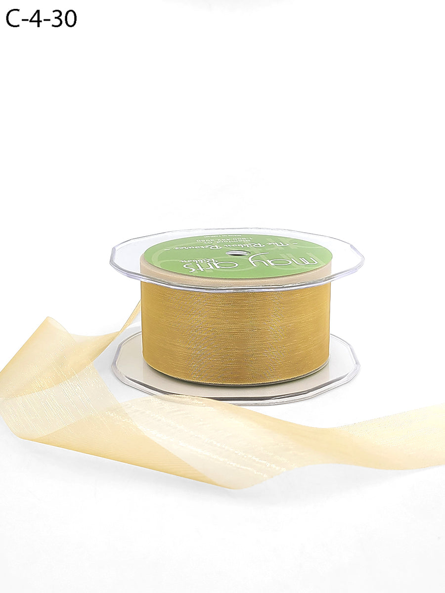 1.5 Inch Soft Shimmer Sheer Ribbon with Cut Edge – C-4-30 GOLD