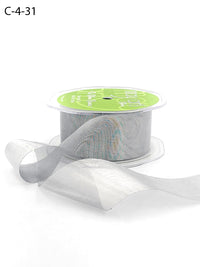 1.5 Inch Soft Shimmer Sheer Ribbon with Cut Edge – C-4-31 SILVER