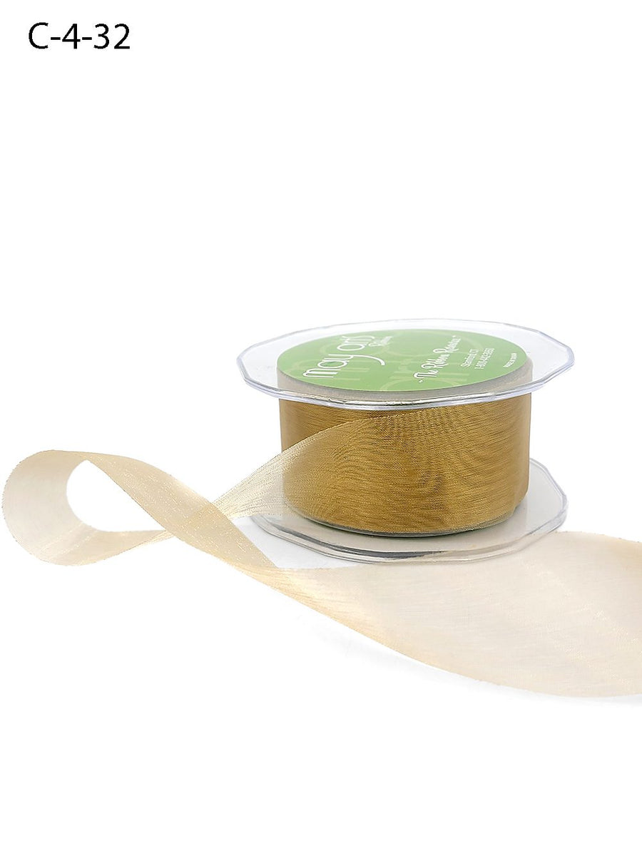 1.5 Inch Soft Shimmer Sheer Ribbon with Cut Edge – C-4-32 ANTIQUE GOLD