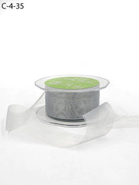 1.5 Inch Soft Shimmer Sheer Ribbon with Cut Edge – C-4-35 PEWTER