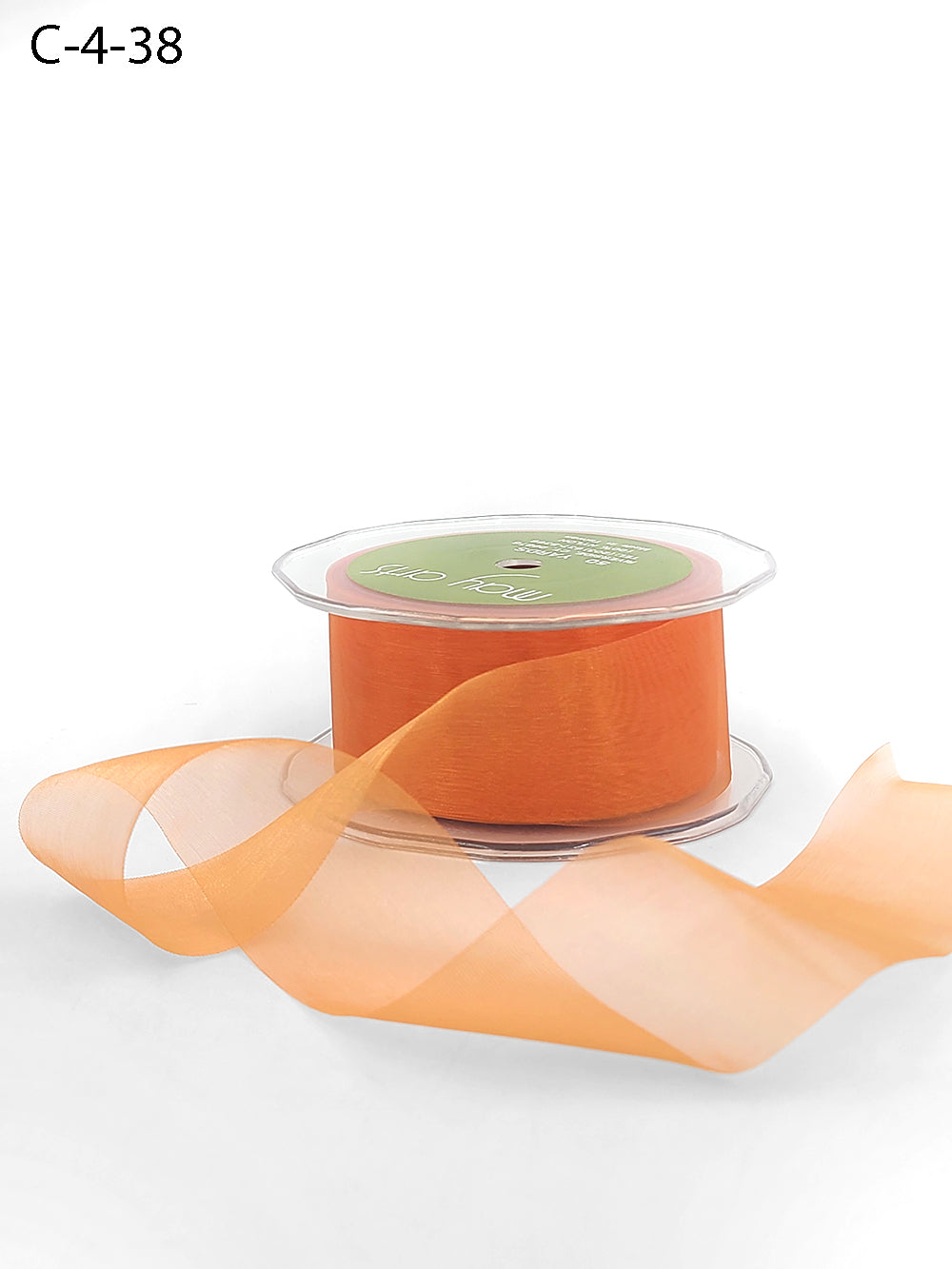 1.5 Inch Soft Shimmer Sheer Ribbon with Cut Edge – C-4-38 LIGHT ORANGE