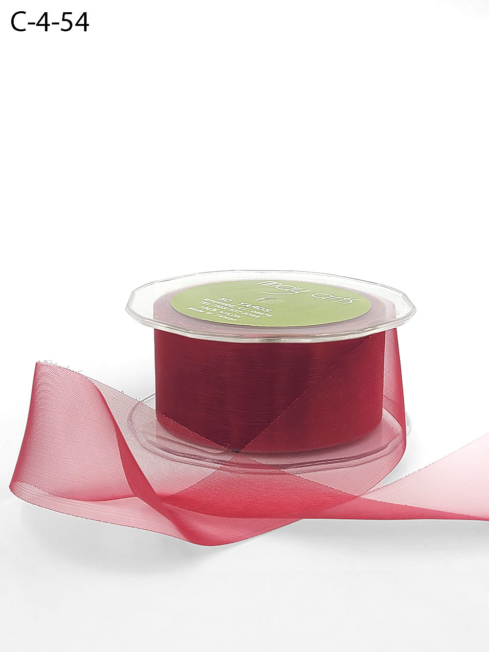 1.5 Inch Soft Shimmer Sheer Ribbon with Cut Edge – C-4-54 DARK RED