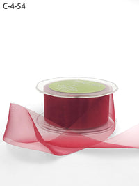 1.5 Inch Soft Shimmer Sheer Ribbon with Cut Edge – C-4-54 DARK RED