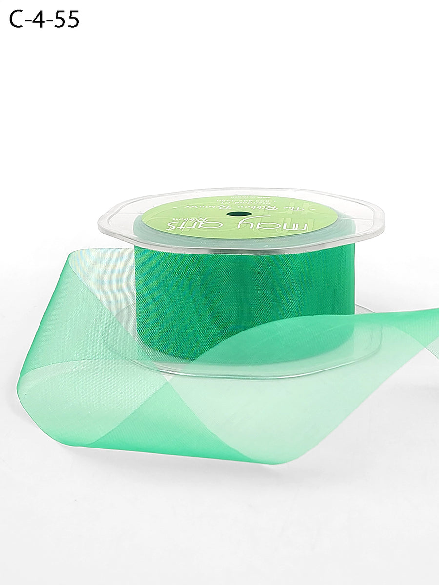 1.5 Inch Soft Shimmer Sheer Ribbon with Cut Edge – C-4-55 EMERALD GREEN