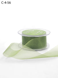 1.5 Inch Soft Shimmer Sheer Ribbon with Cut Edge – C-4-56 DARK OLIVE (=C16A)