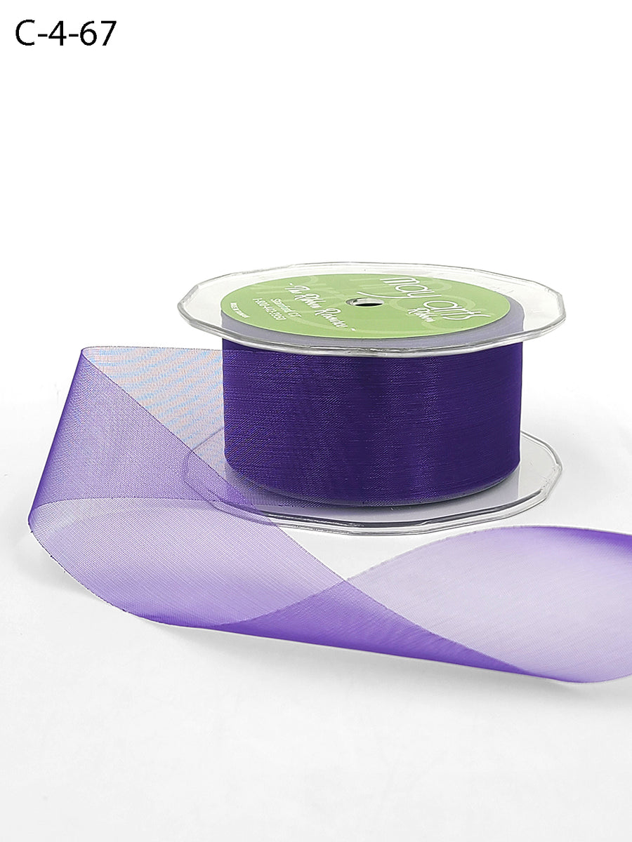 1.5 Inch Soft Shimmer Sheer Ribbon with Cut Edge – C-4-67 ROYAL PURPLE