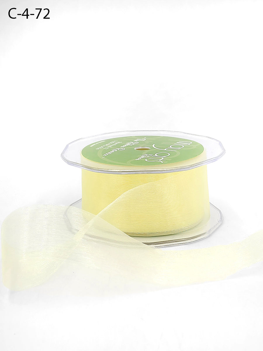1.5 Inch Soft Shimmer Sheer Ribbon with Cut Edge – C-4-72 LEMON