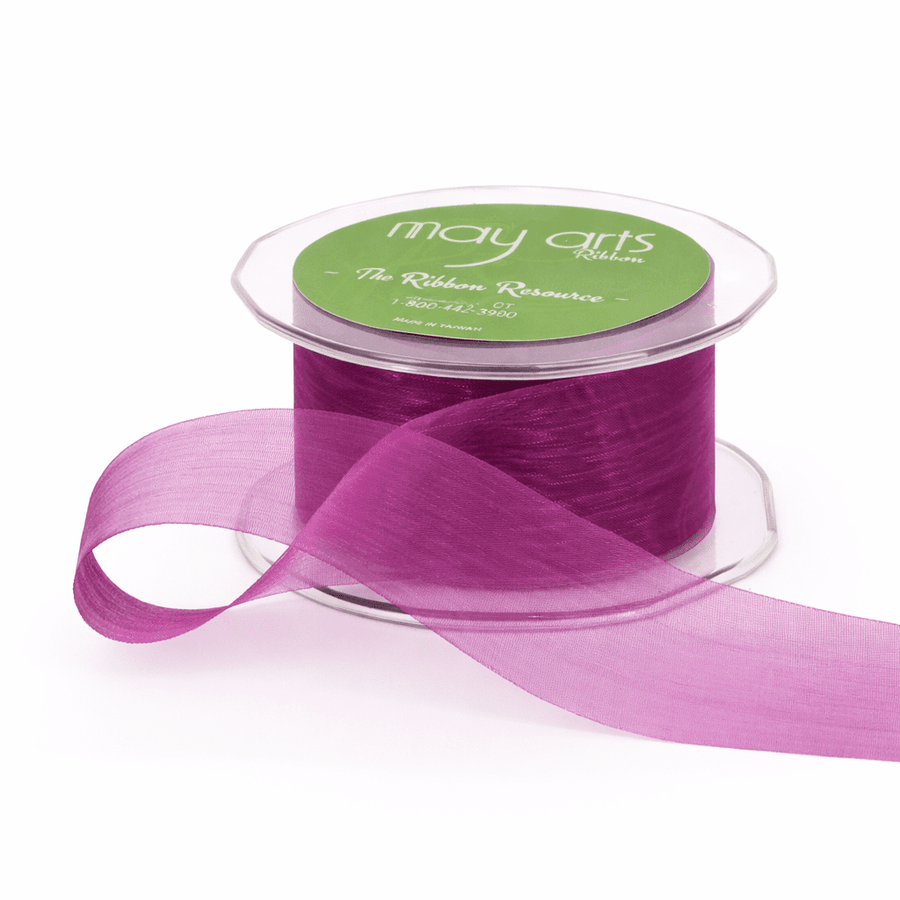 1.5 Inch Soft Shimmer Sheer Ribbon with Cut Edge – C-4-73 GRAPE