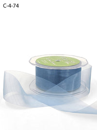 1.5 Inch Soft Shimmer Sheer Ribbon with Cut Edge – C-4-74 SLATE BLUE
