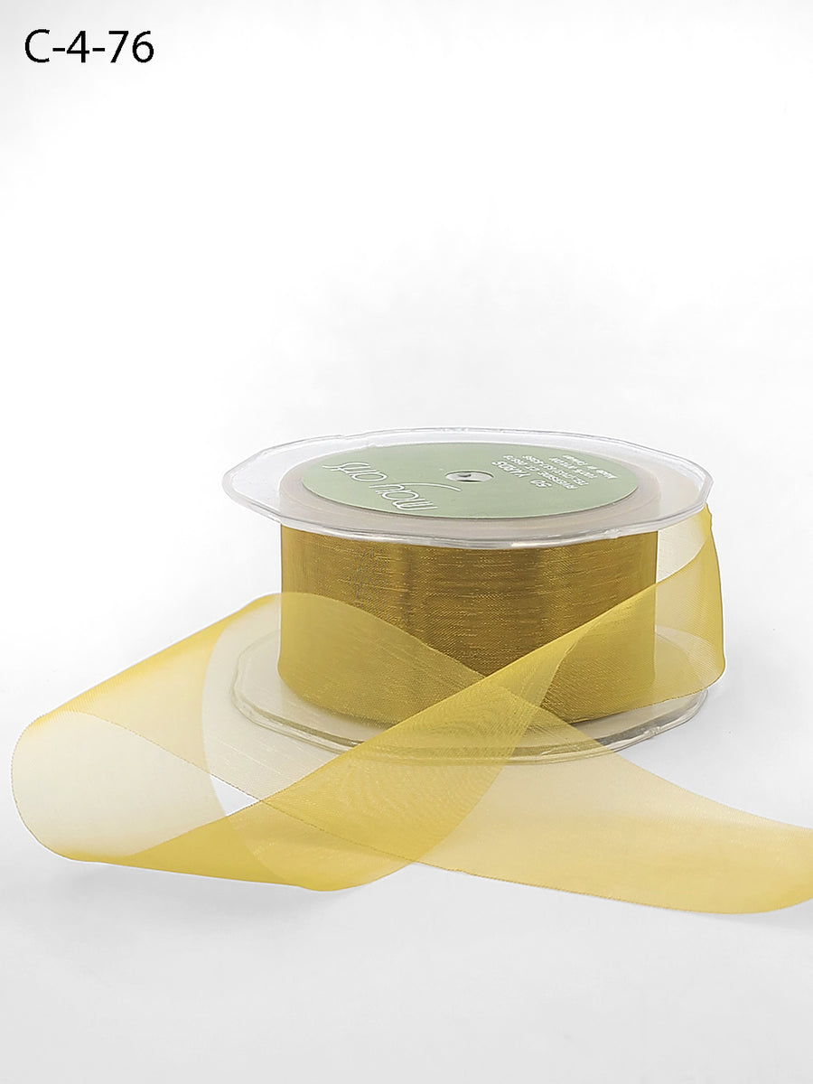 1.5 Inch Soft Shimmer Sheer Ribbon with Cut Edge – C-4-76 BUTTERSCOTCH