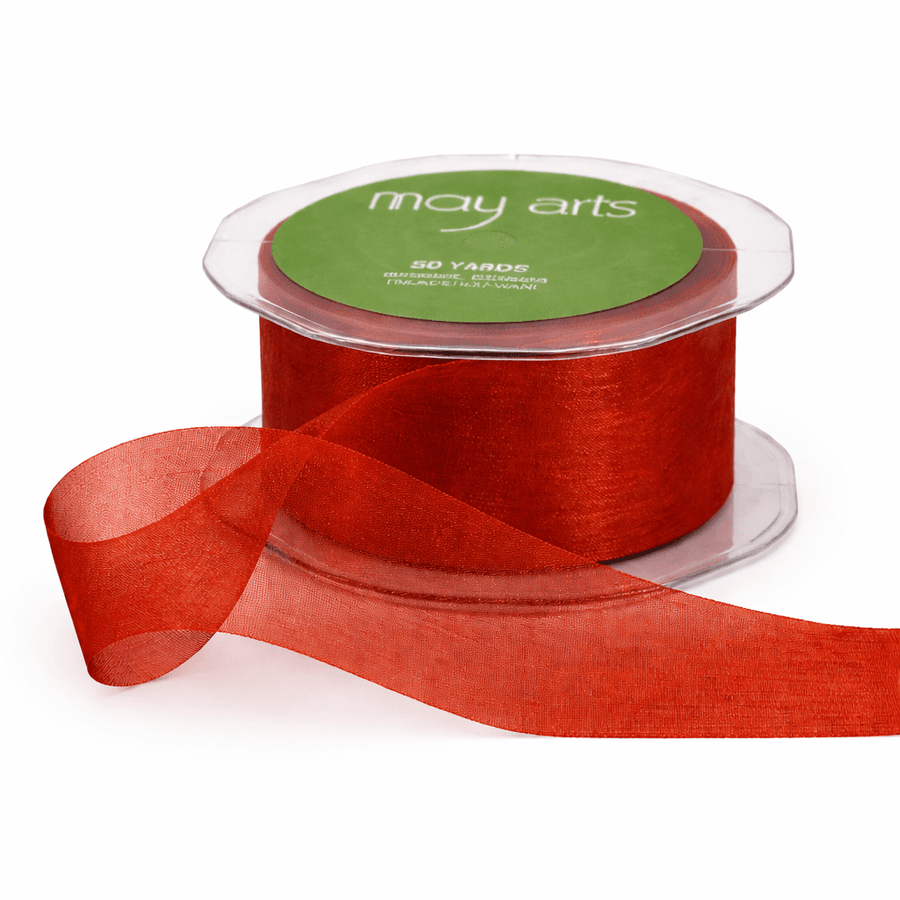 1.5 Inch Soft Shimmer Sheer Ribbon with Cut Edge – C-4-84 BITTERSWEET