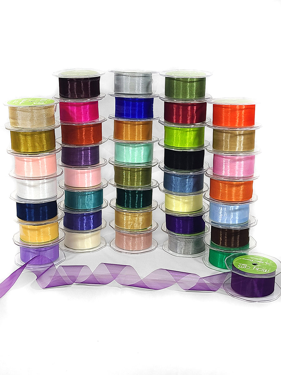 1.5 Inch Soft Shimmer Sheer Ribbon with Cut Edge