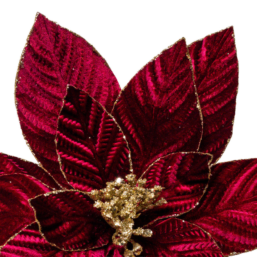 Ruby Red Velvet Poinsettia Stem