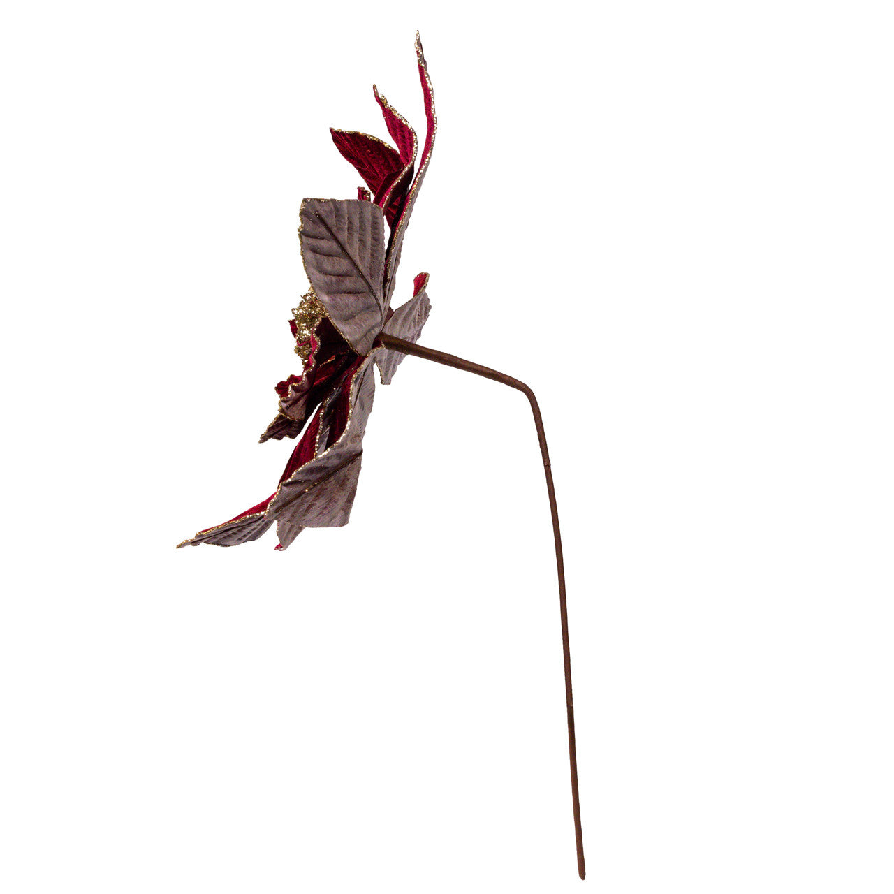 Ruby Red Velvet Poinsettia Stem