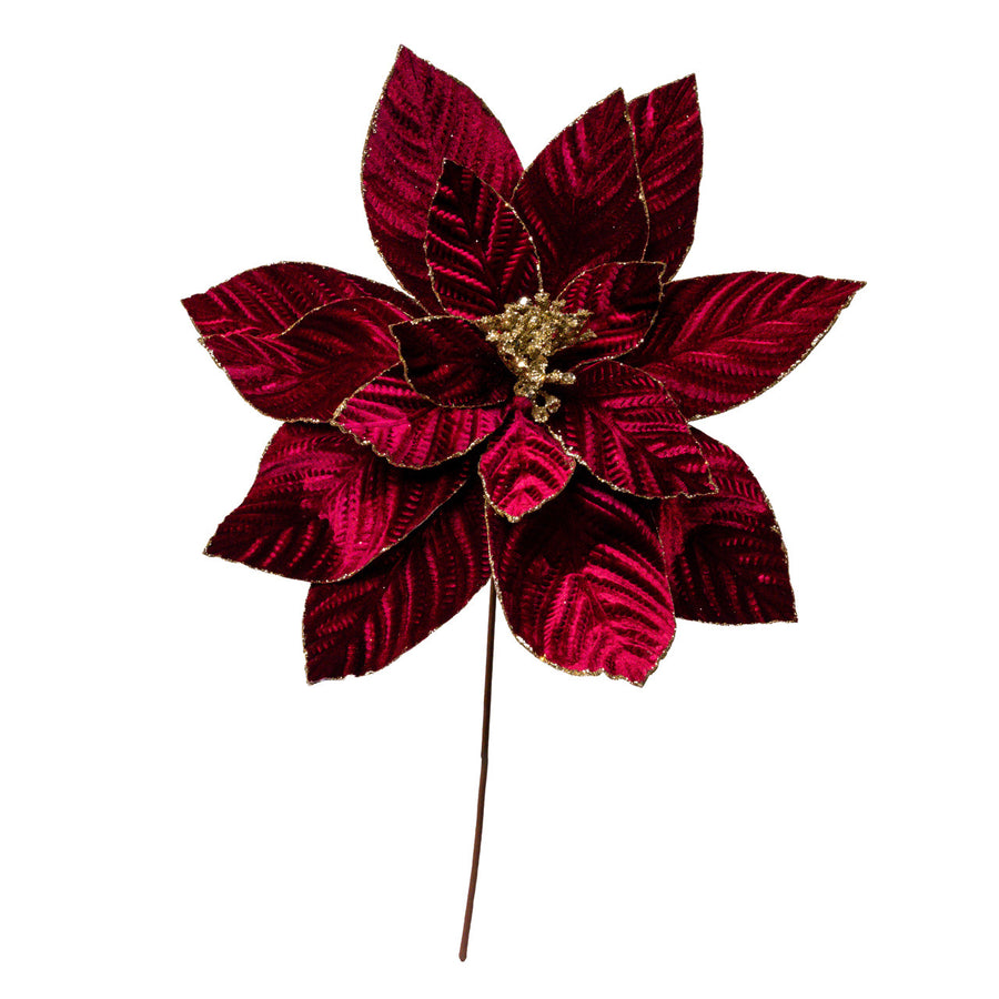 Ruby Red Velvet Poinsettia Stem