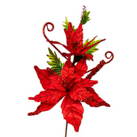 Red Velvet Poinsettia With Holly Spray